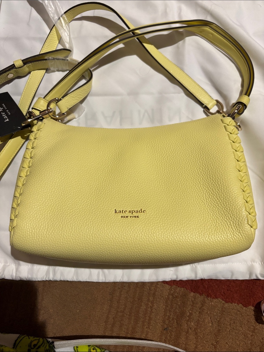 kate spade Lemon Yellow Pebble Leather Shoulder Bag